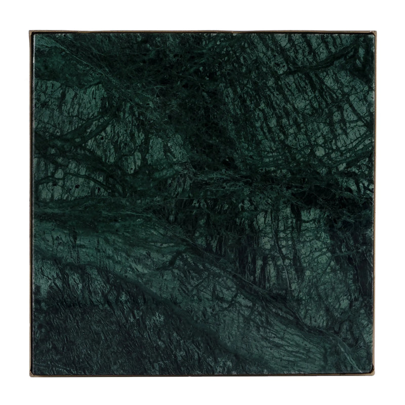 24" Green and Gold Marble and Iron Square End Table With Shelf - GreatEagleInc