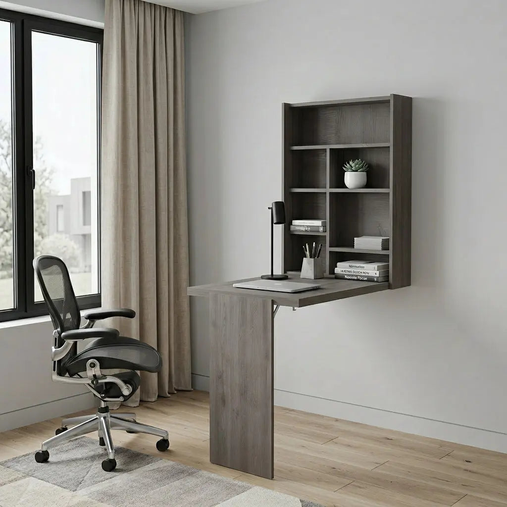 24" Light Gray Floating Desk Homeroots Office