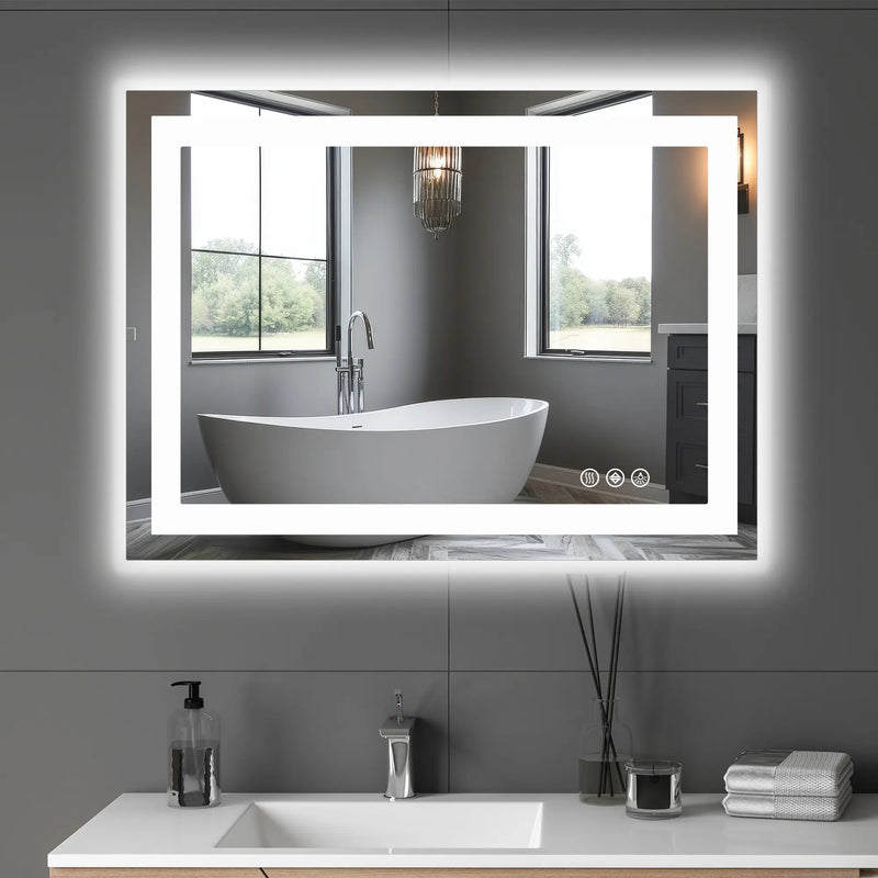 24" Lighted Frameless Anti Fog Bathroom Vanity Mirror Homeroots Bed & Bath