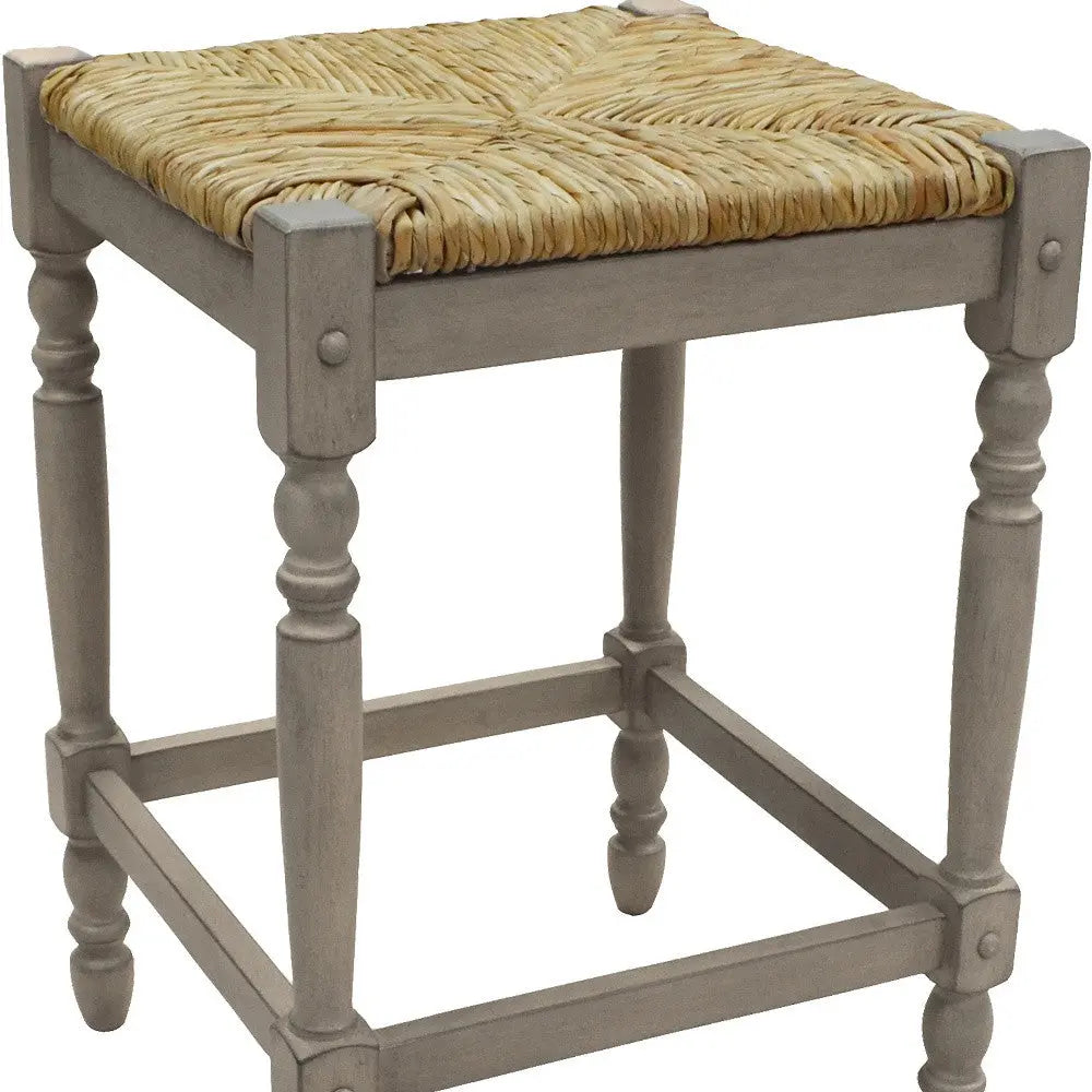 24" Natural And Gray Solid Wood Backless Counter Height Bar Chair Homeroots Living Room