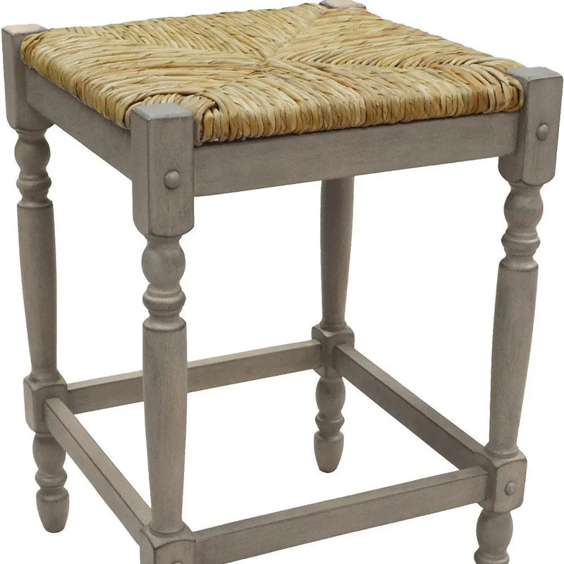 24" Natural And Gray Solid Wood Backless Counter Height Bar Chair Homeroots Living Room