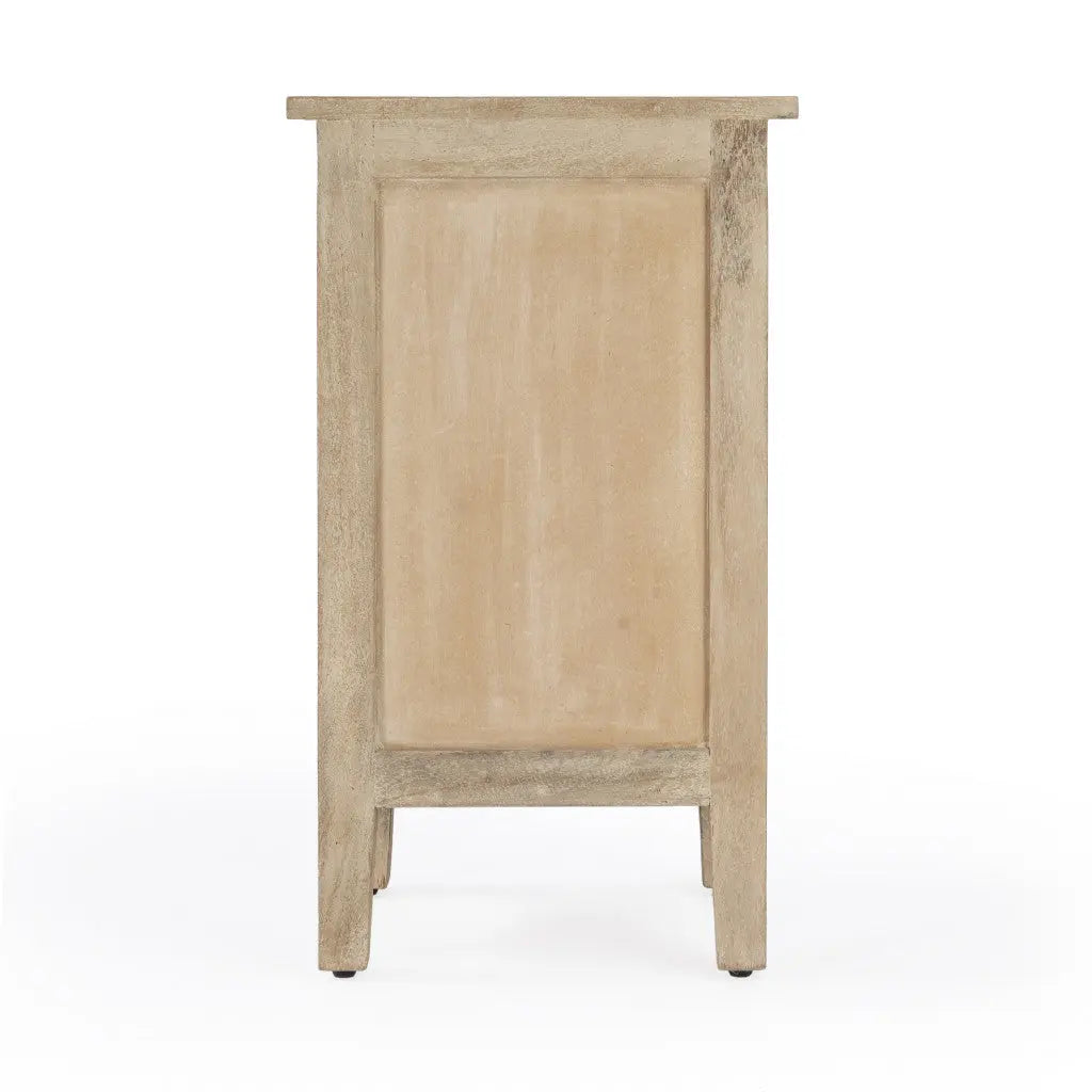 24" Natural Brown Solid Wood End Table With Cabinet and Drawer Homeroots Living Room