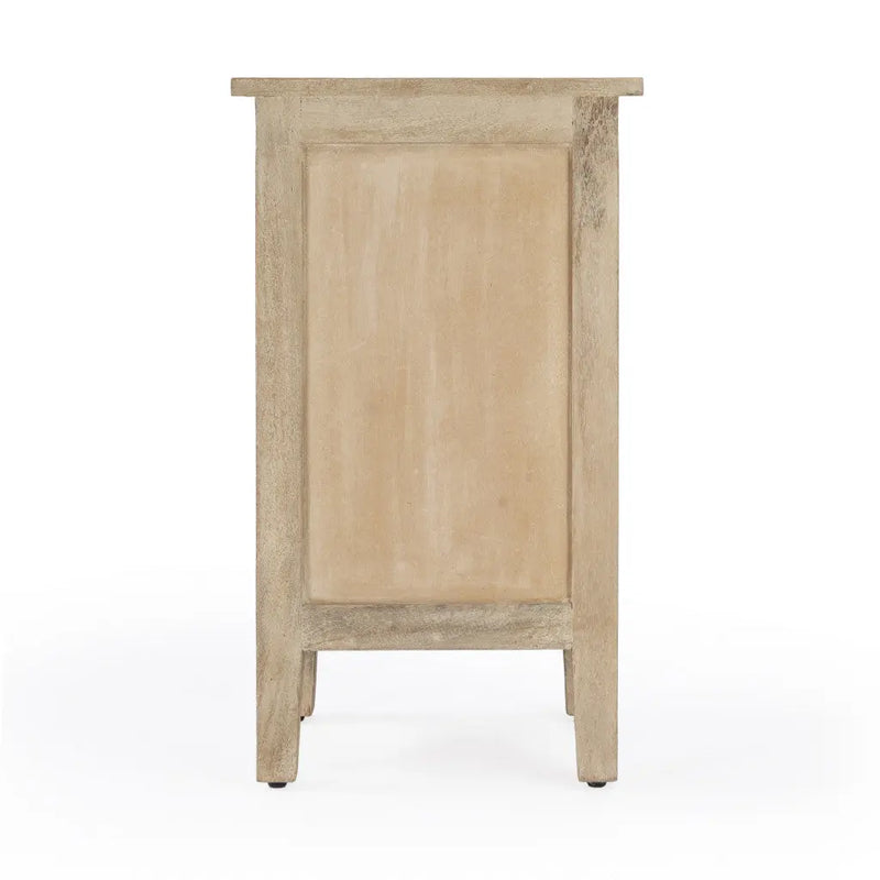 24" Natural Brown Solid Wood End Table With Cabinet and Drawer Homeroots Living Room