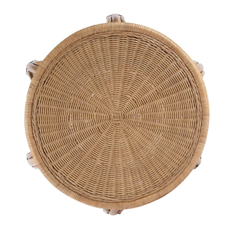 24" Natural Rattan Round Drum End Table - GreatEagleInc