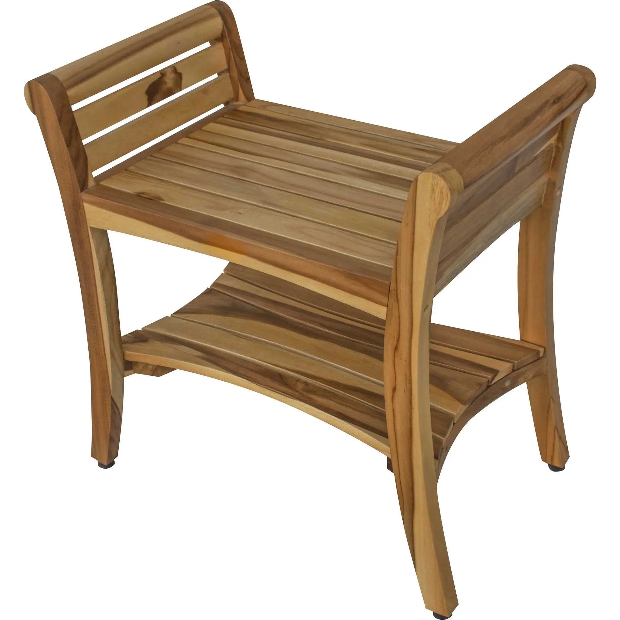 24" Natural Solid Teak Wood Shower Bench With Handles Homeroots Bed & Bath