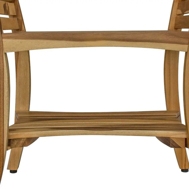24" Natural Solid Teak Wood Shower Bench With Handles Homeroots Bed & Bath