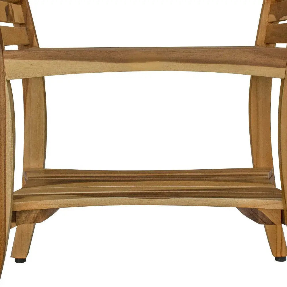 24" Natural Solid Teak Wood Shower Bench With Handles Homeroots Bed & Bath