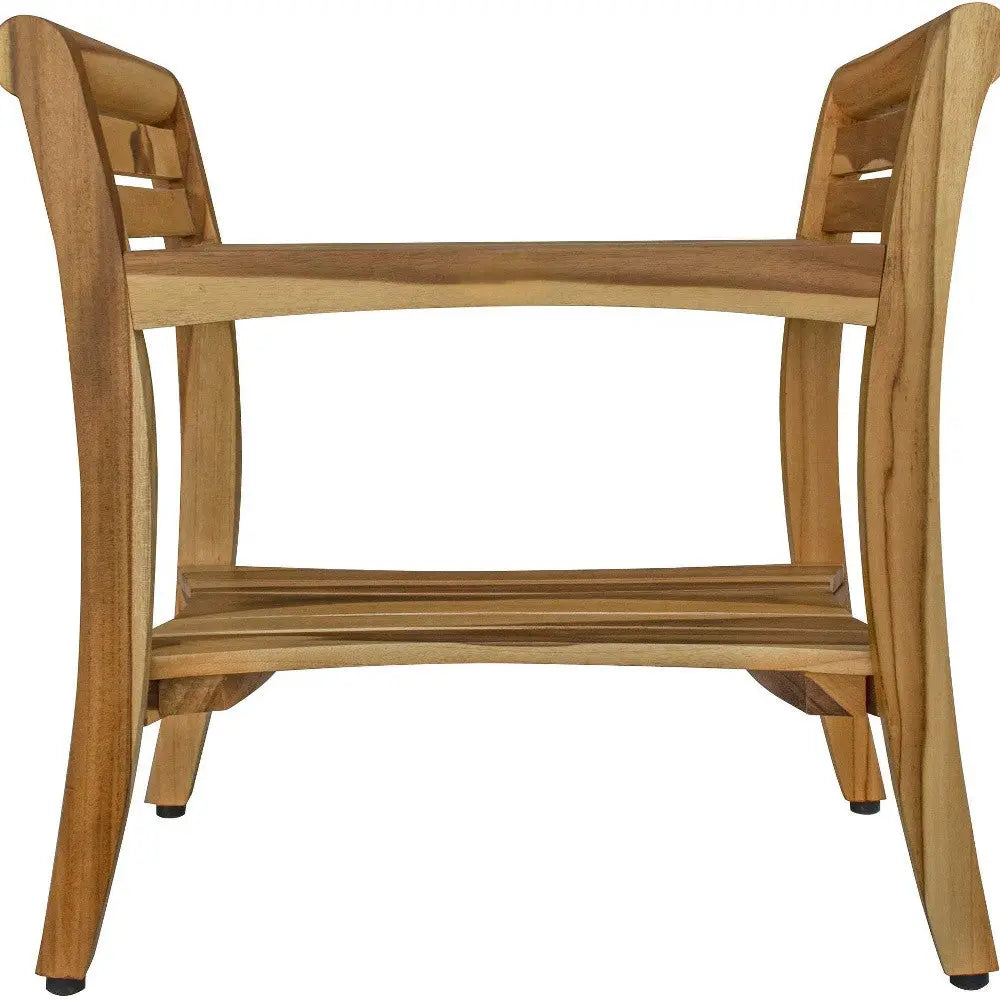 24" Natural Solid Teak Wood Shower Bench With Handles Homeroots Bed & Bath