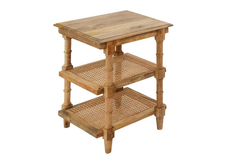 24" Natural Solid Wood End Table With Two Shelves Homeroots Living Room