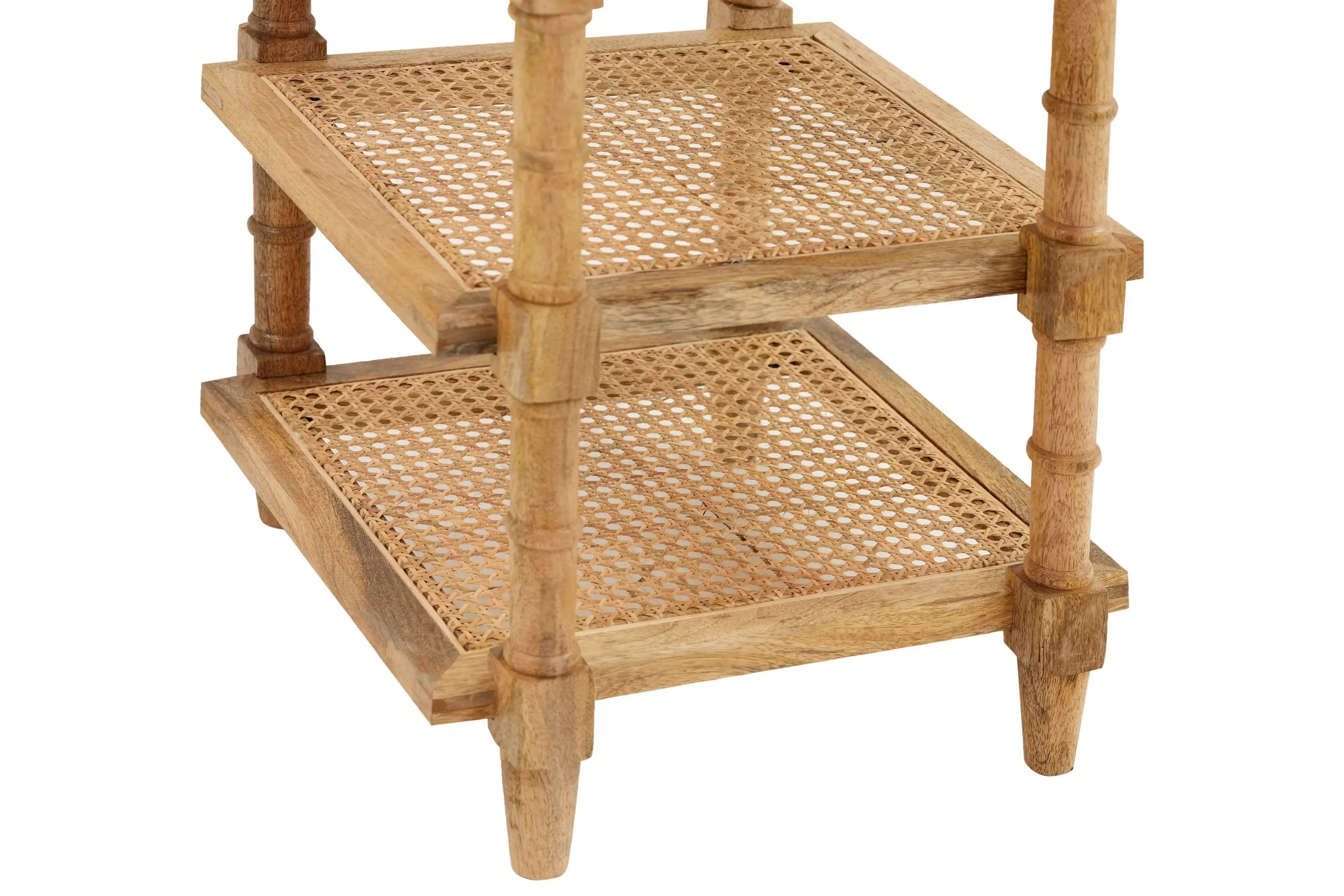 24" Natural Solid Wood End Table With Two Shelves Homeroots Living Room