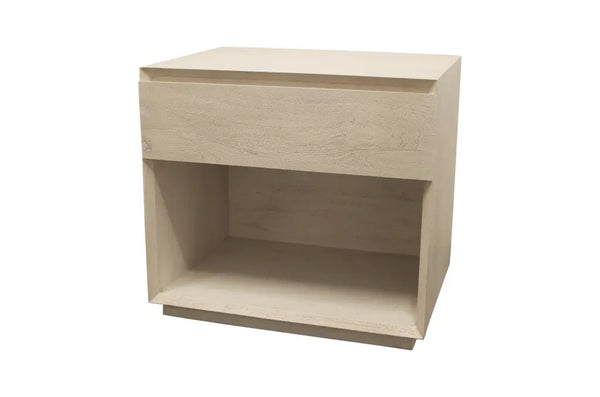 24" Natural Solid Wood Ribbed Texture One Drawer Nightstand Homeroots Bed & Bath