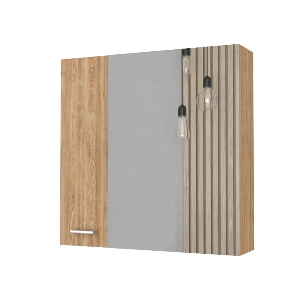 24" Natural Wood Floating Double Door Bathroom Vanity And Medicine Cabinet With Mirror Homeroots Bed & Bath