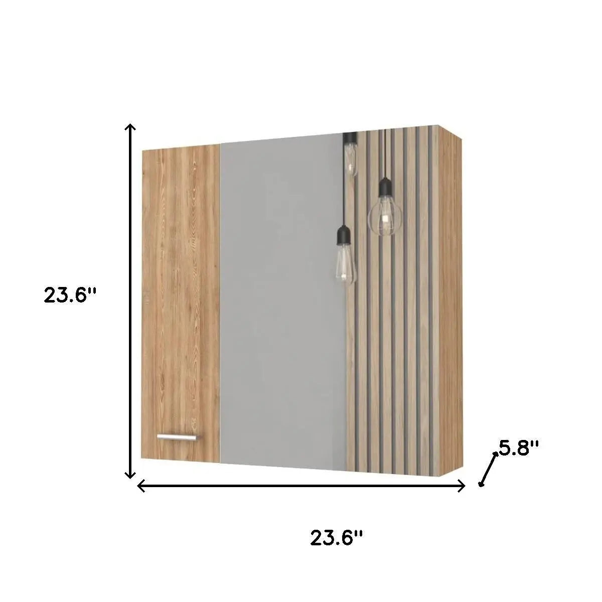 24" Natural Wood Floating Double Door Bathroom Vanity And Medicine Cabinet With Mirror Homeroots Bed & Bath