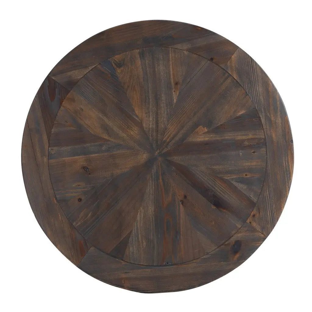 24" Natural Wood Solid Wood And Iron Round End Table Homeroots Living Room