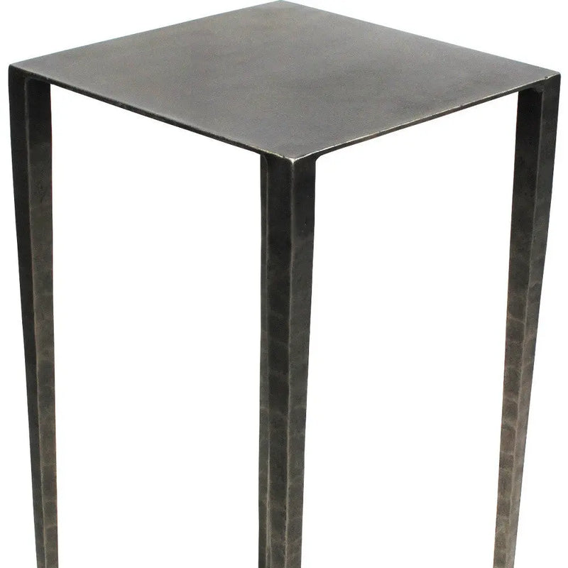 Black metal square side table with a modern design and sleek, minimalist lines. Ideal for contemporary decor.