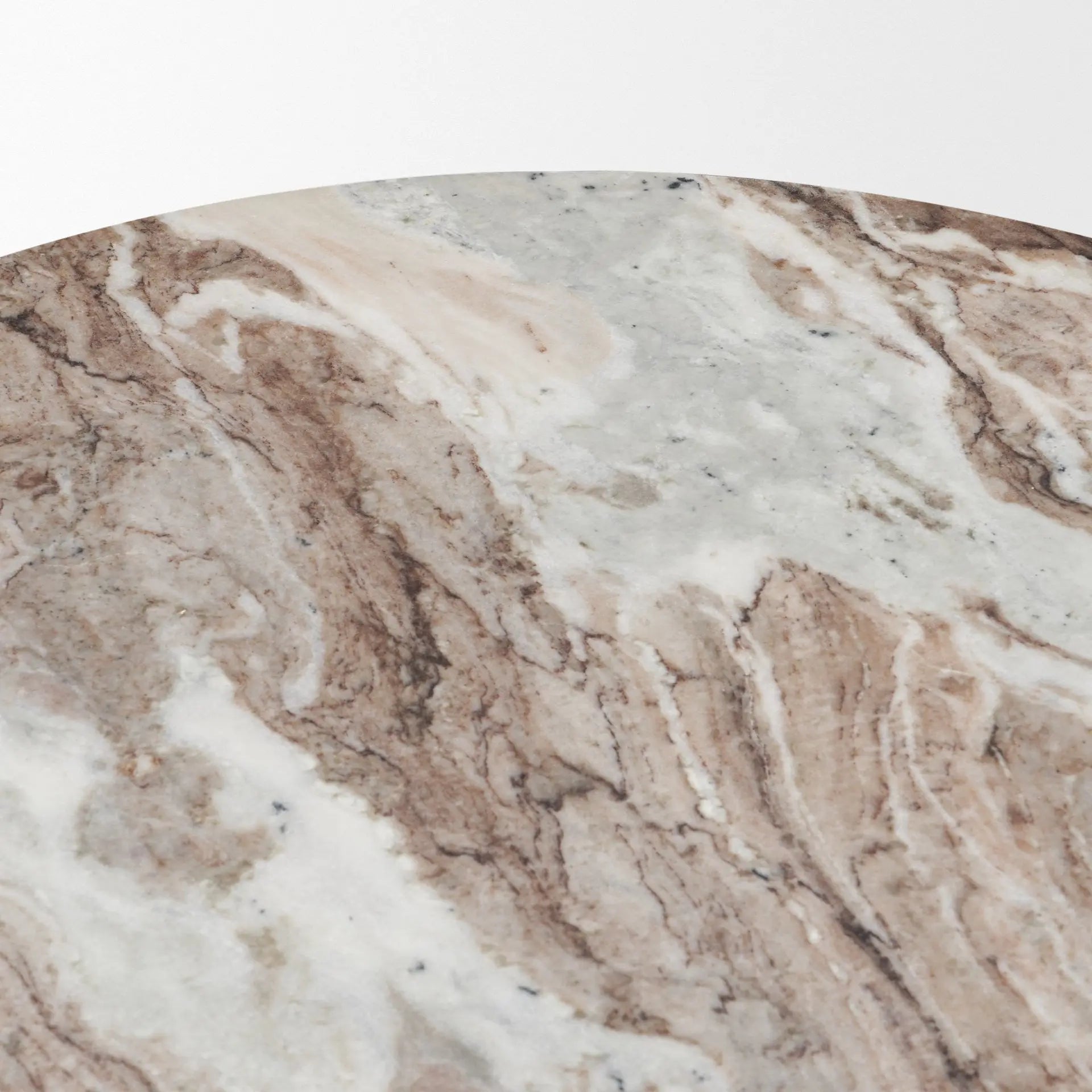 24" Pink and Espresso Marble and Solid Wood Round Pedestal End Table Homeroots Living Room