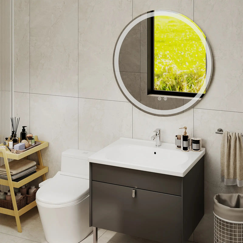 24" Round Lighted Frameless Anti Fog Bathroom Vanity Mirror Homeroots Bed & Bath