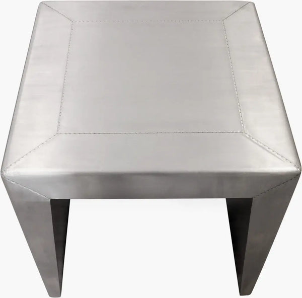 24" Silver Aluminum and Solid Wood Square Sled End Table Homeroots Living Room