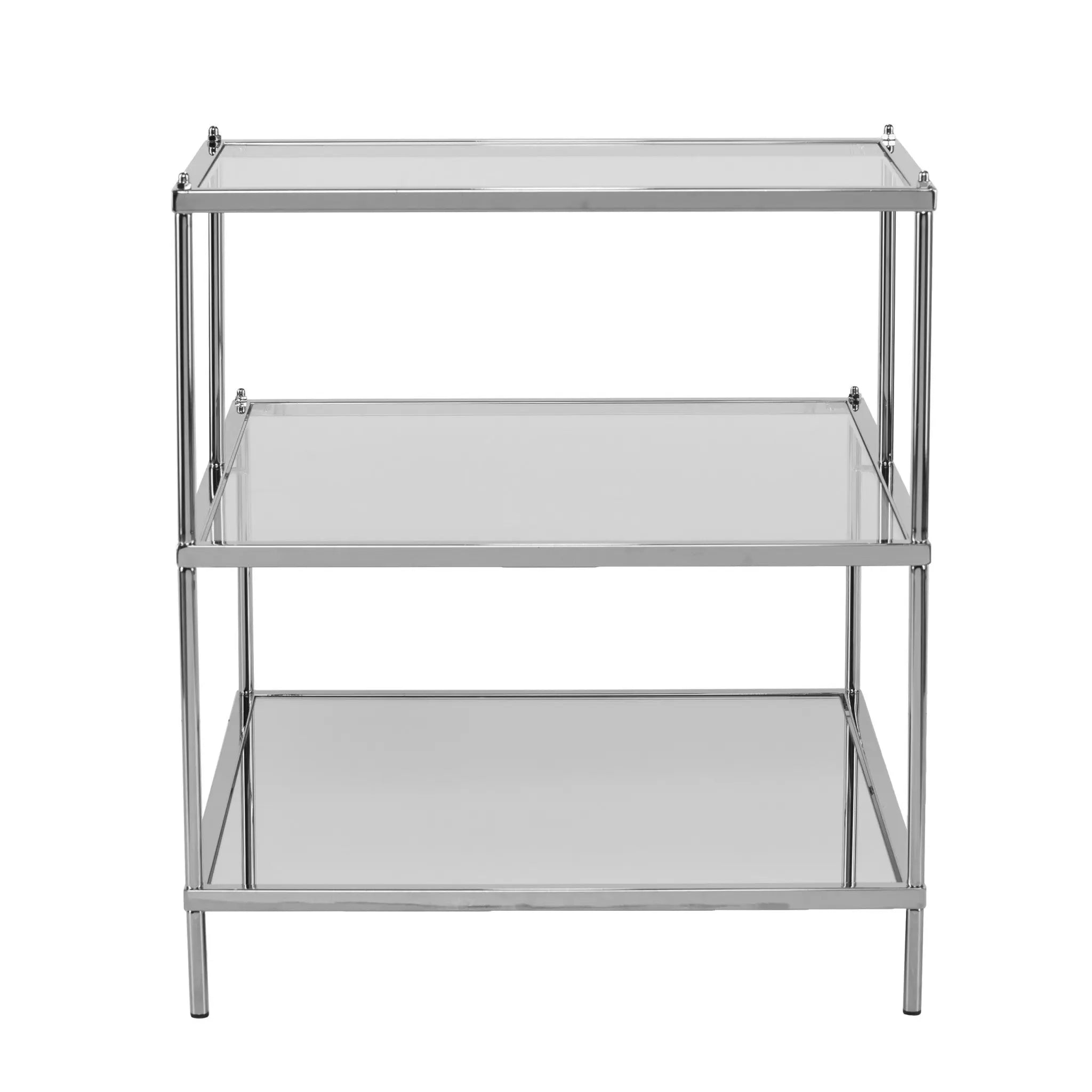 24" Silver And Clear Glass Mirrored End Table Homeroots Living Room