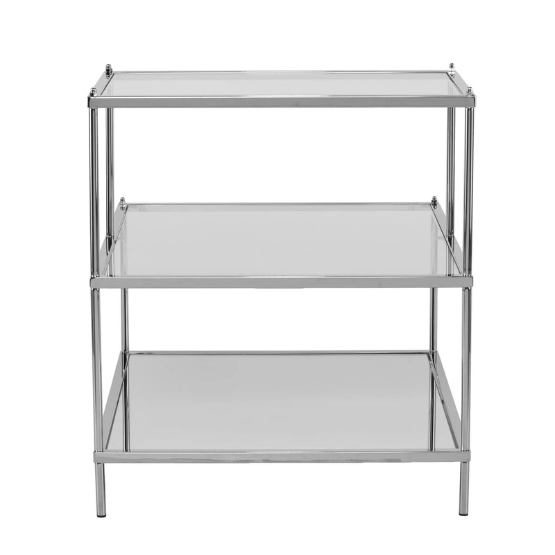 24" Silver And Clear Glass Mirrored End Table Homeroots Living Room