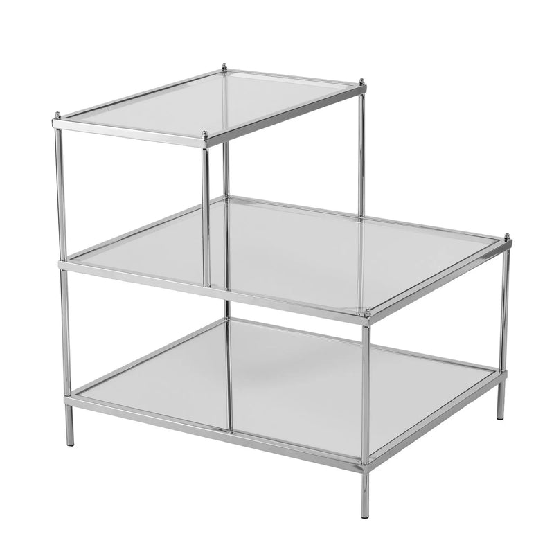 24" Silver And Clear Glass Mirrored End Table Homeroots Living Room