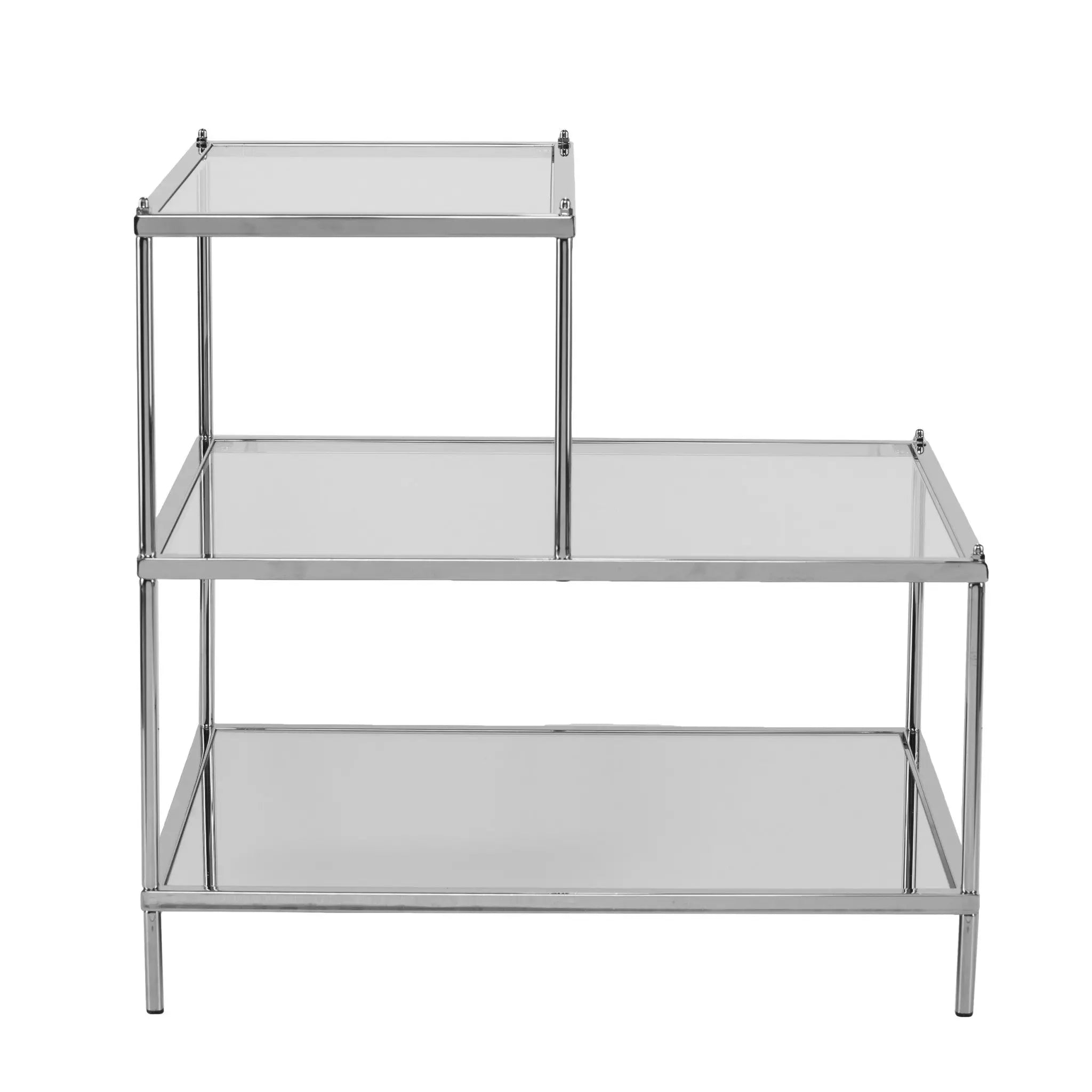 24" Silver And Clear Glass Mirrored End Table Homeroots Living Room