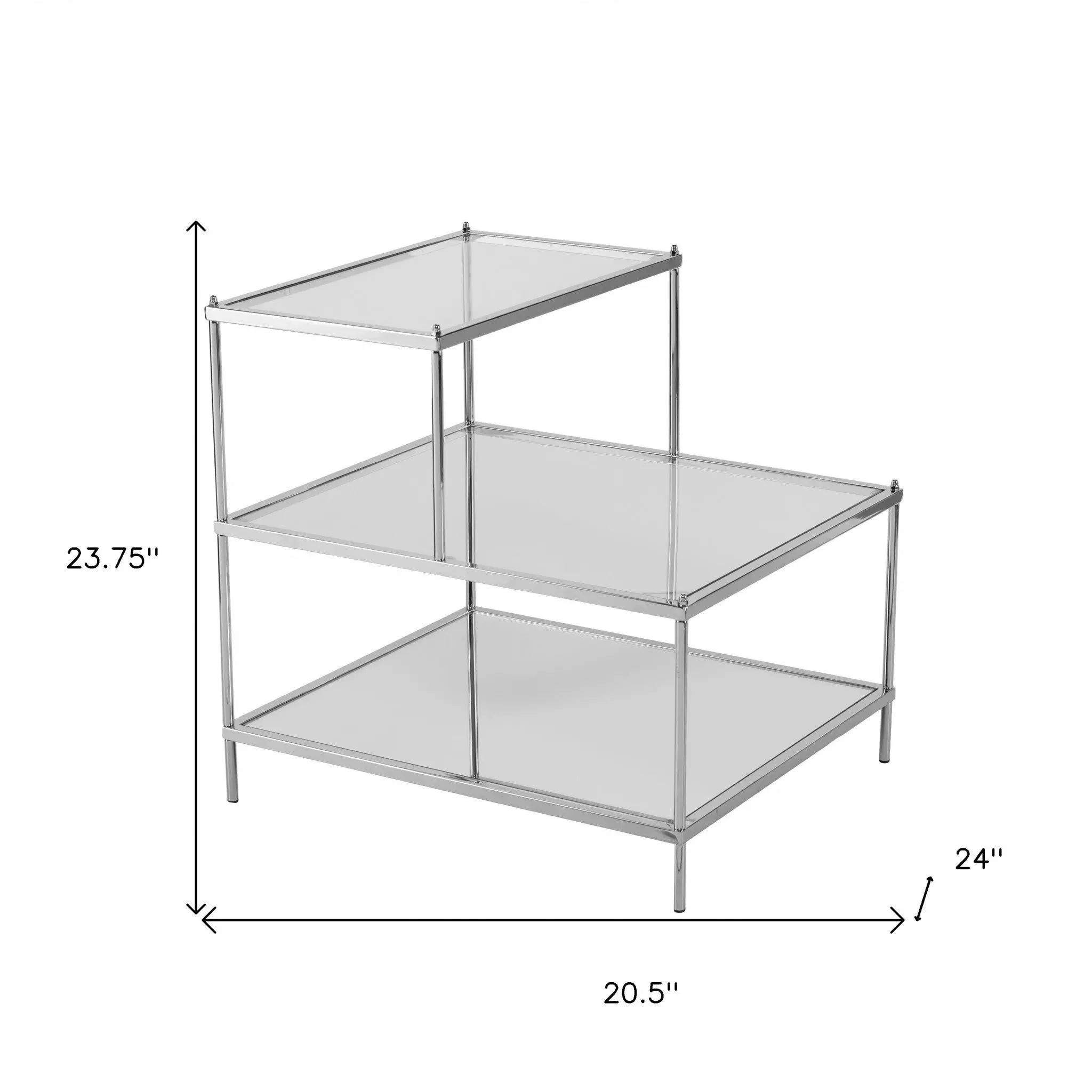 24" Silver And Clear Glass Mirrored End Table Homeroots Living Room