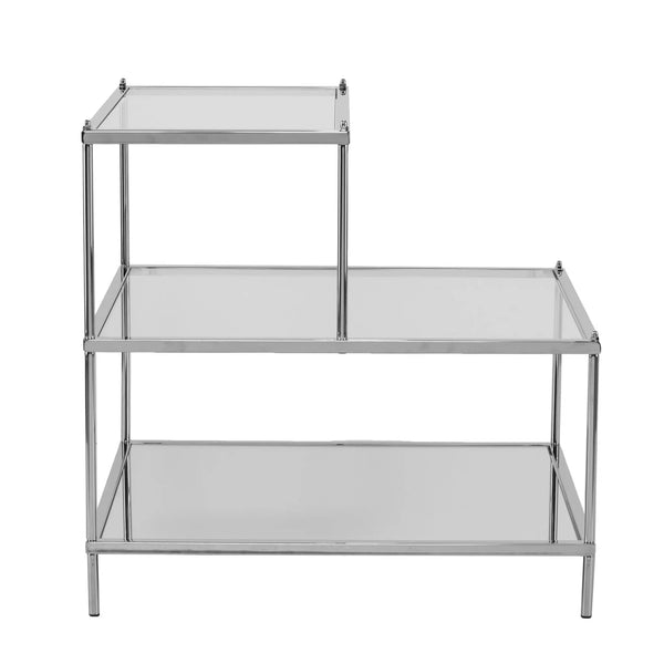 24" Silver And Clear Glass Mirrored End Table Homeroots Living Room