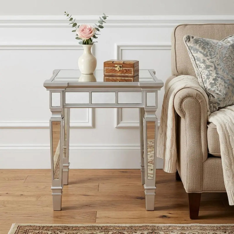 24" Silver Glass Square End Table Homeroots Living Room