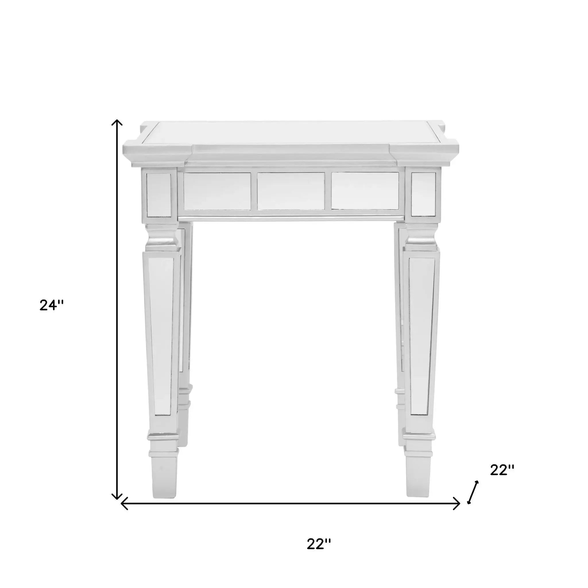 24" Silver Glass Square End Table Homeroots Living Room