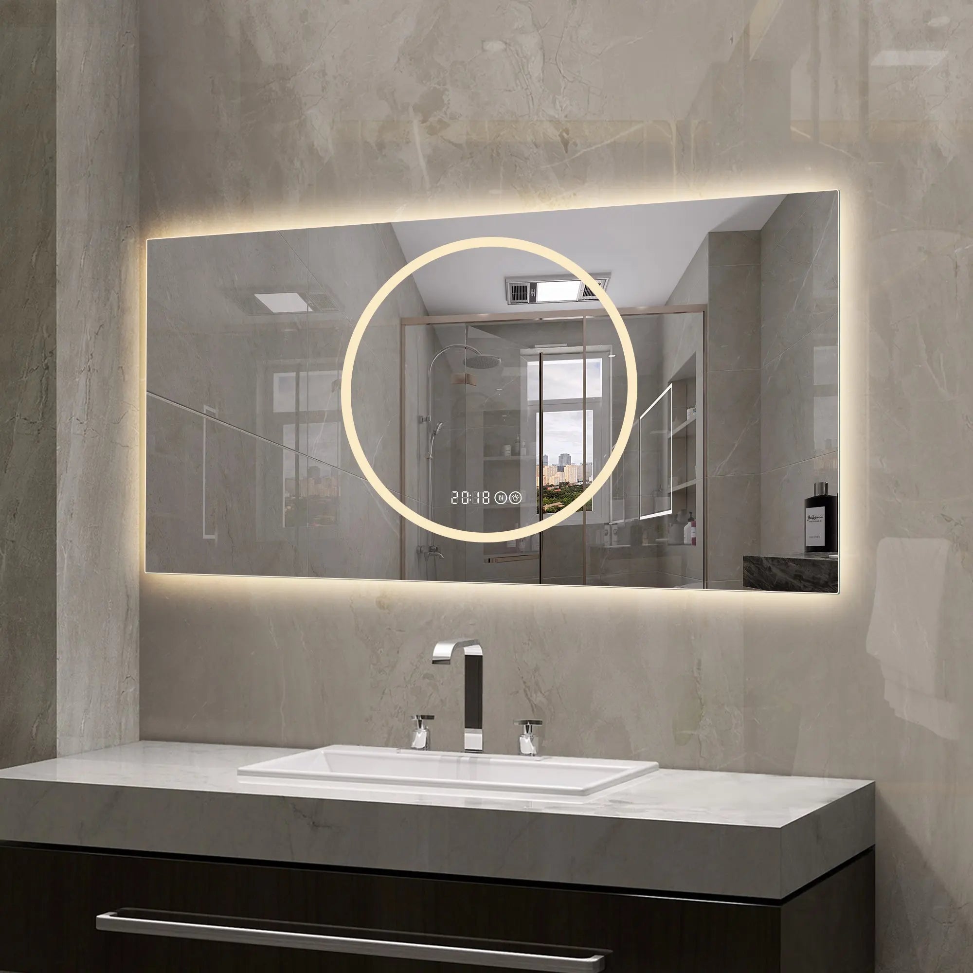 24" Silver Lighted Frameless Bathroom Vanity Mirror Homeroots Bed & Bath