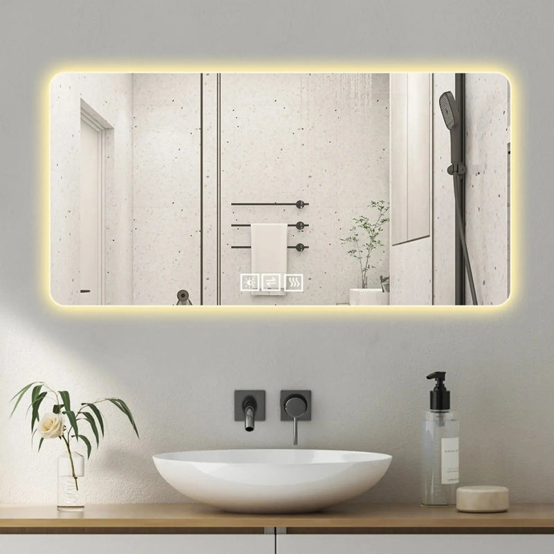 24" Silver Lighted Frameless Bathroom Vanity Mirror Homeroots Bed & Bath