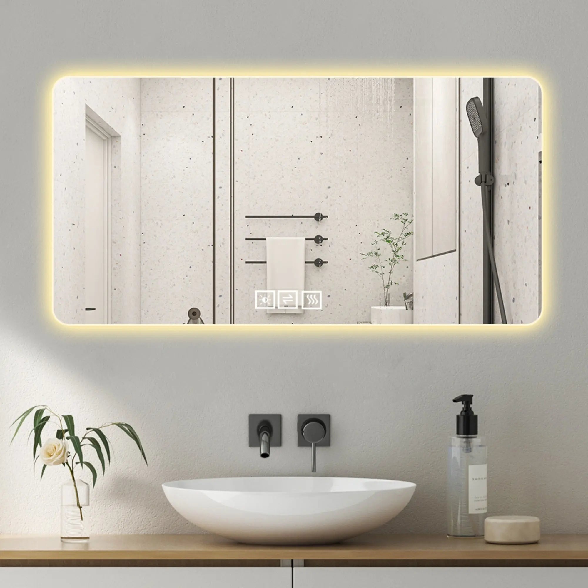 24" Silver Lighted Frameless Bathroom Vanity Mirror Homeroots Bed & Bath
