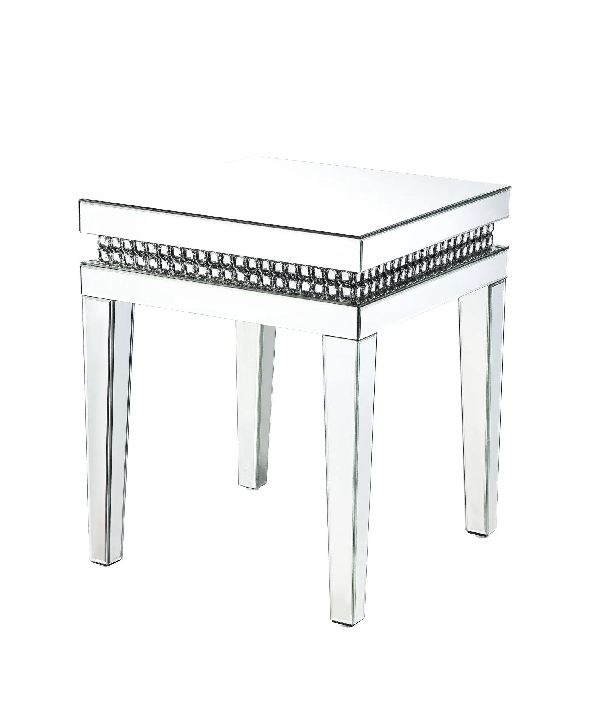 24" Silver Mirrored Square End Table Homeroots Living Room