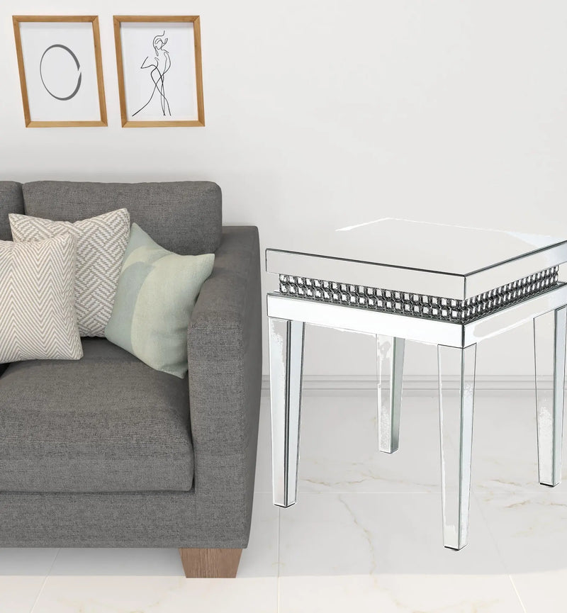 24" Silver Mirrored Square End Table Homeroots Living Room
