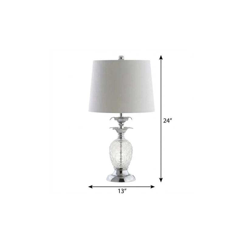 24" Silver Novelty Table Lamp With Drum Shade Homeroots Lighting