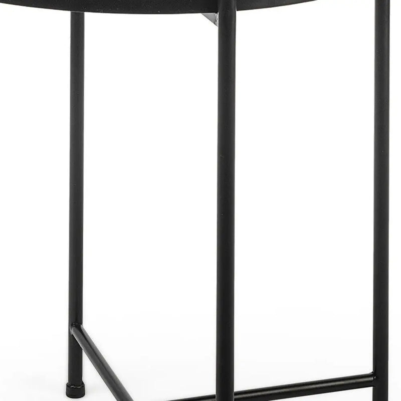 24" Silver and Black Mirrored Glass and Iron Round End Table Homeroots Living Room