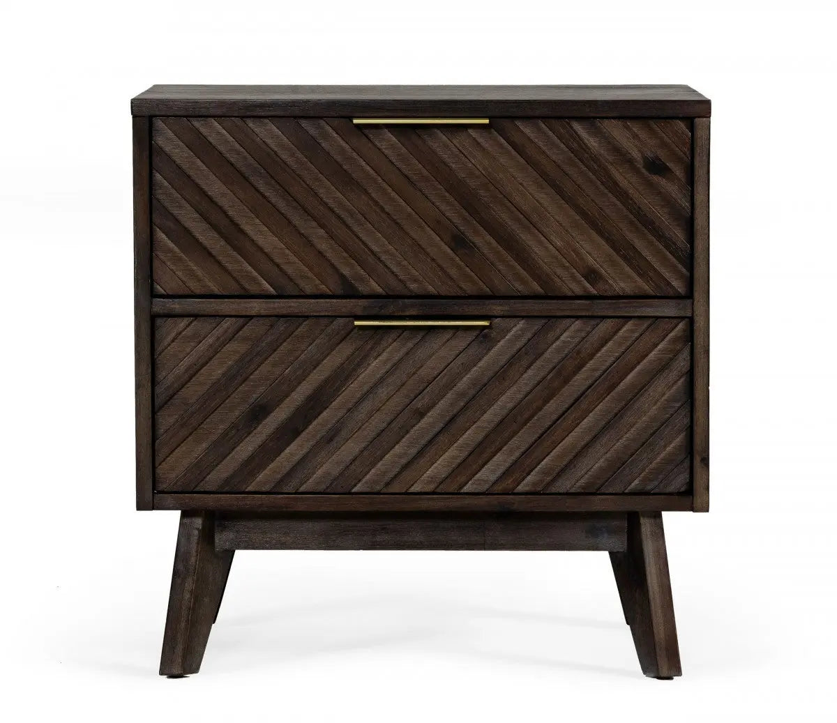 24" Solid Wood and Wood Two Drawer Nightstand Homeroots Bed & Bath