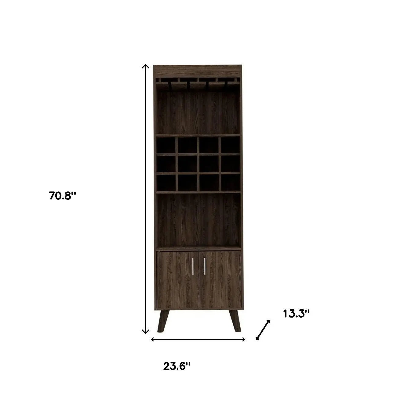 24" Walnut Wood Bar Cabinet With Two Doors Homeroots Kitchen & Dining