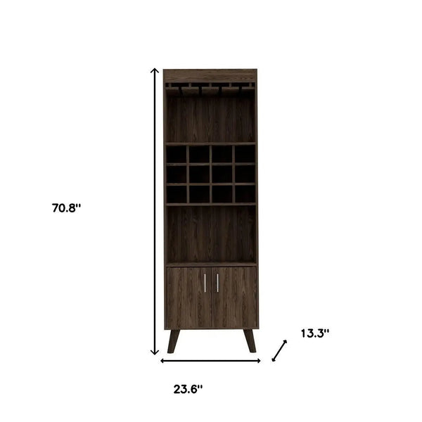 24" Walnut Wood Bar Cabinet With Two Doors Homeroots Kitchen & Dining