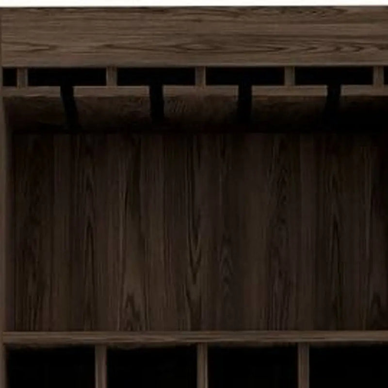 24" Walnut Wood Bar Cabinet With Two Doors Homeroots Kitchen & Dining