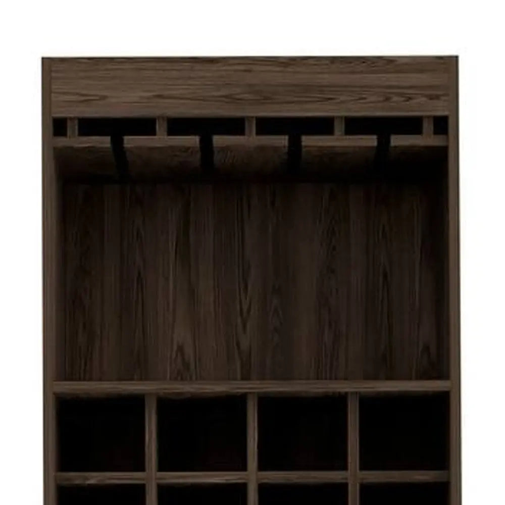 24" Walnut Wood Bar Cabinet With Two Doors Homeroots Kitchen & Dining