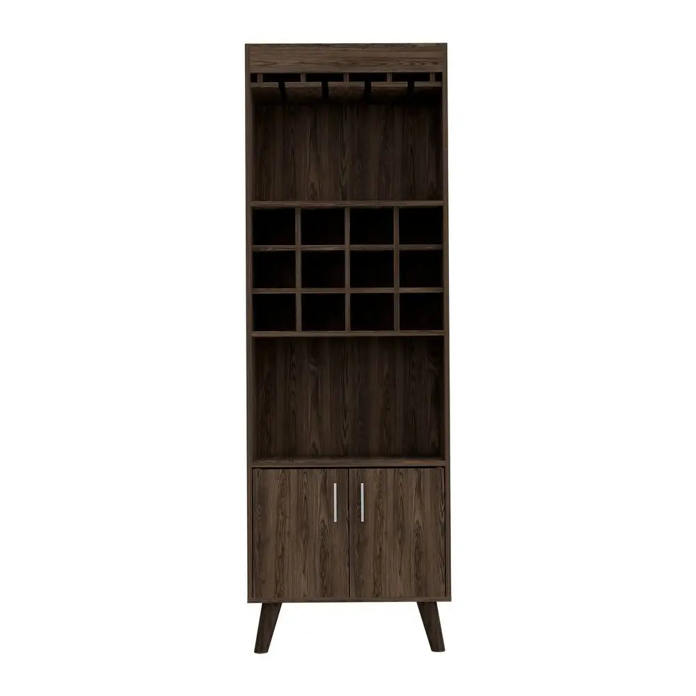 24" Walnut Wood Bar Cabinet With Two Doors Homeroots Kitchen & Dining