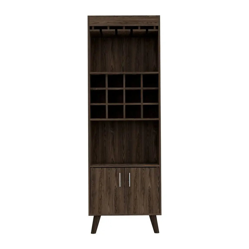 24" Walnut Wood Bar Cabinet With Two Doors Homeroots Kitchen & Dining