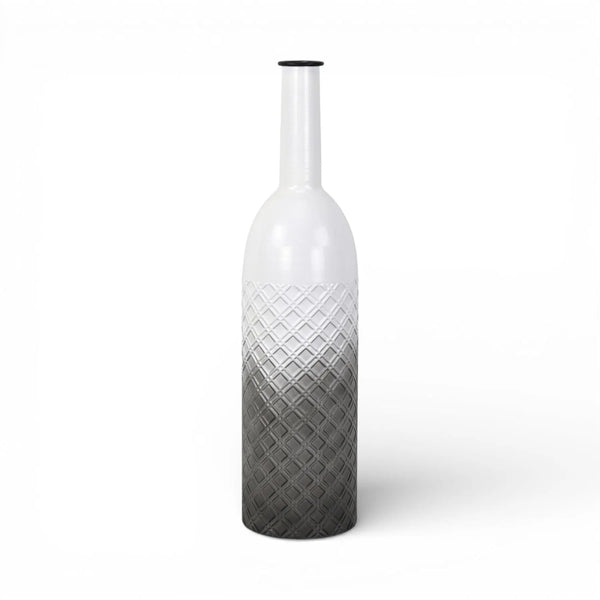 24" White And Gray Ombre Metal Cylinder Floor Vase Homeroots Home Decor