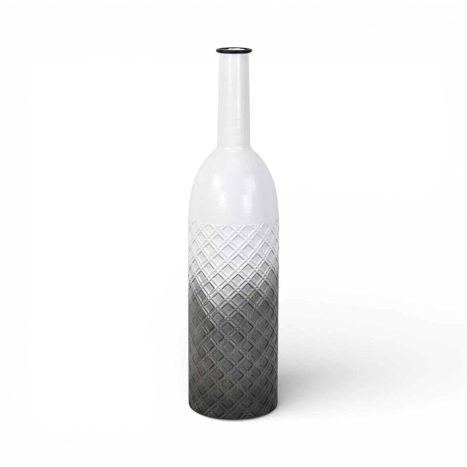 24" White And Gray Ombre Metal Cylinder Floor Vase Homeroots Home Decor