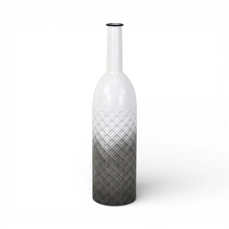 24" White And Gray Ombre Metal Cylinder Floor Vase Homeroots Home Decor