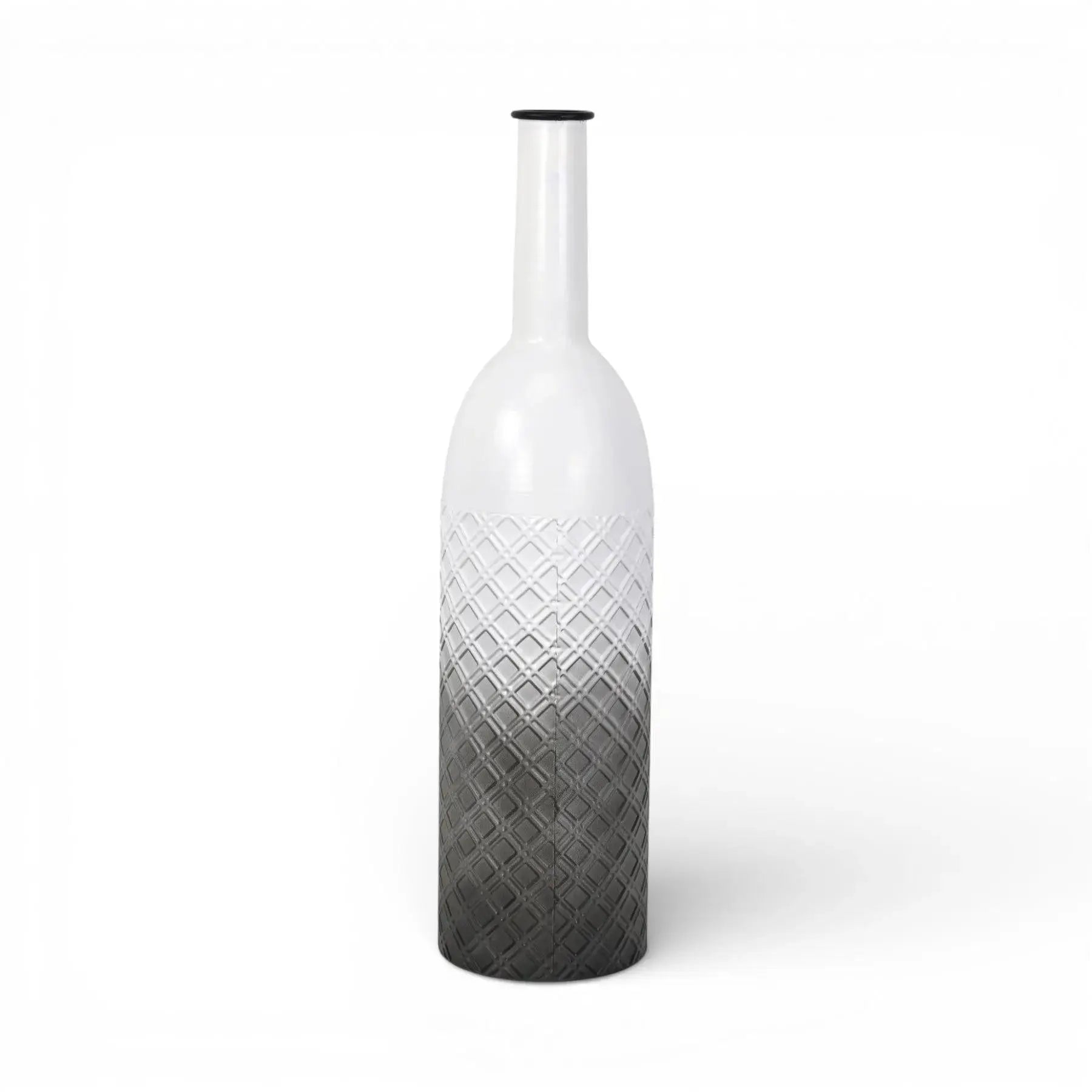 24" White And Gray Ombre Metal Cylinder Floor Vase Homeroots Home Decor