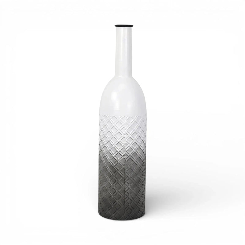 24" White And Gray Ombre Metal Cylinder Floor Vase Homeroots Home Decor