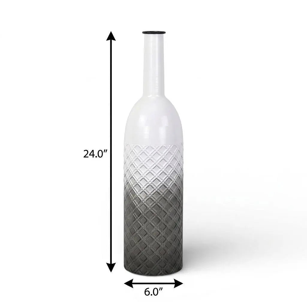 24" White And Gray Ombre Metal Cylinder Floor Vase Homeroots Home Decor